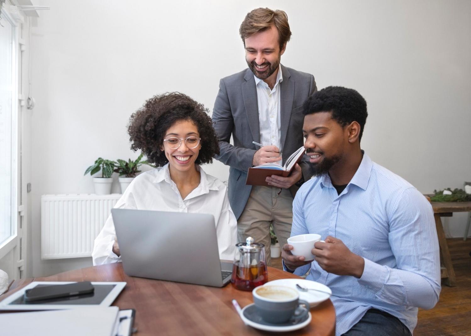 Financial planning workspace with charts and documents